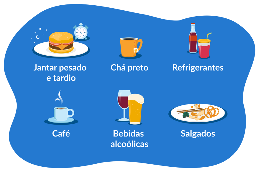 Ilustração da dieta a seguir antes de dormir